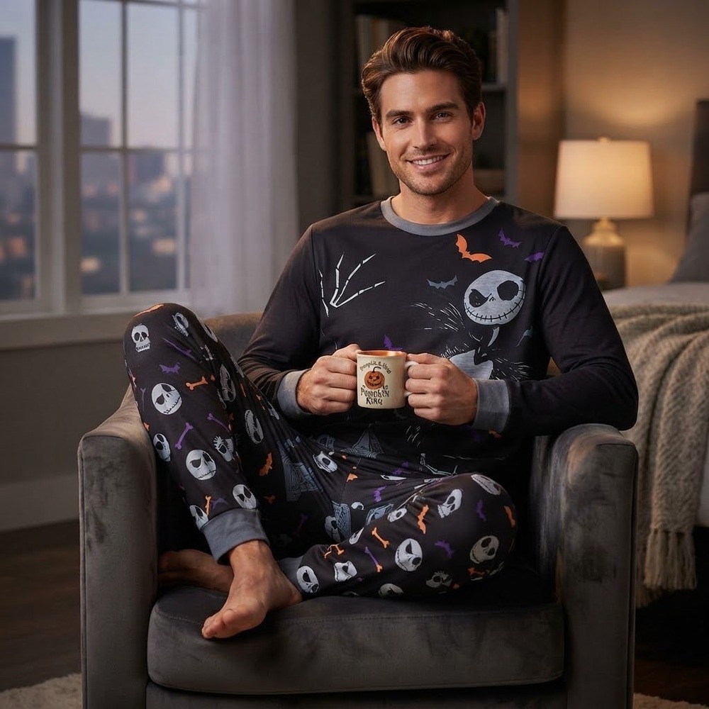 Disney Nightmare Before Christmas Jack Skellington Pajama Set Mens Large L NWT